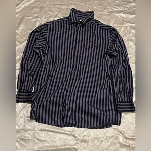 Claiborne Black ,Purple and White Striped Button down shirt